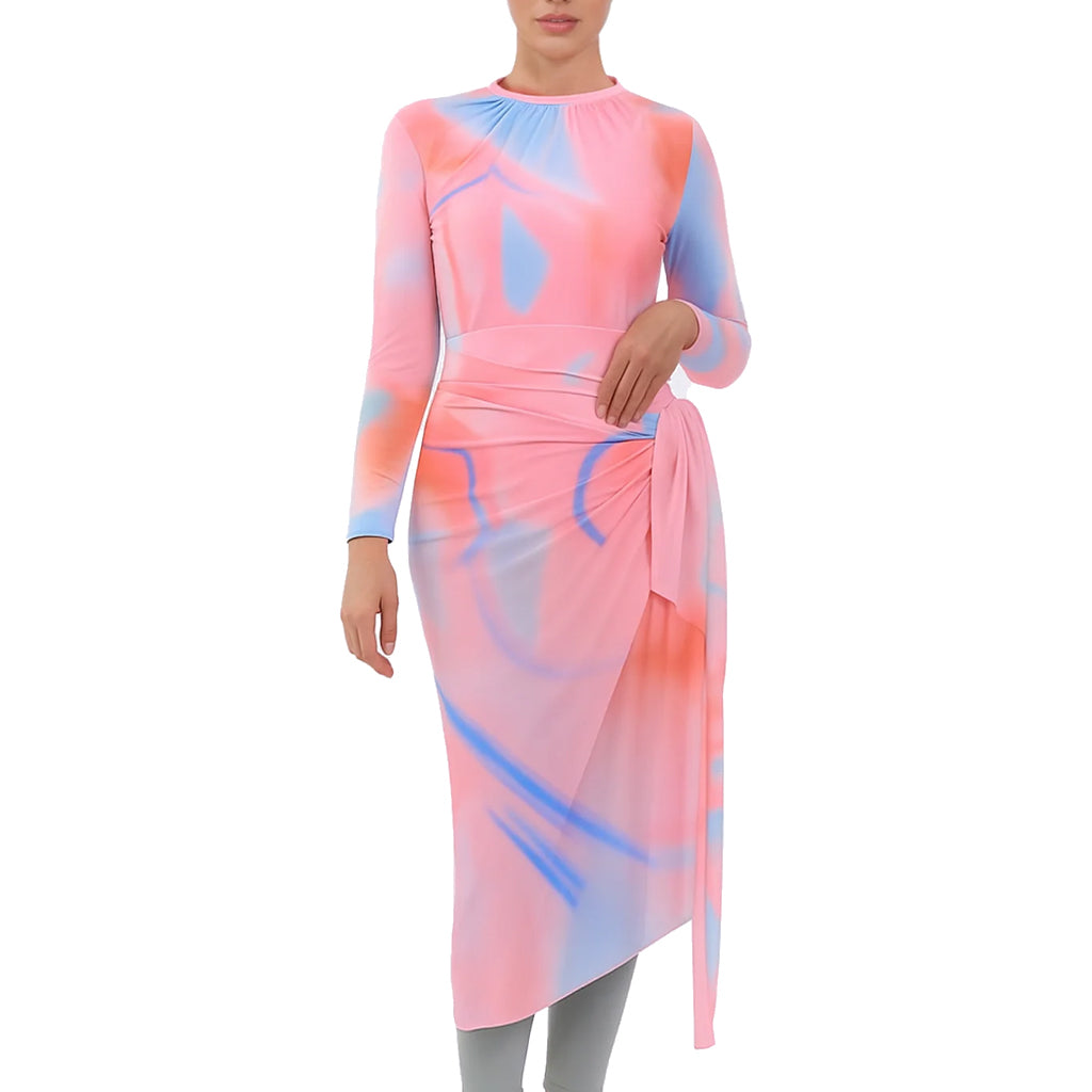 Asma Modest Burkini 4-Piece Full Coverage Swim Set With Turban - Pink