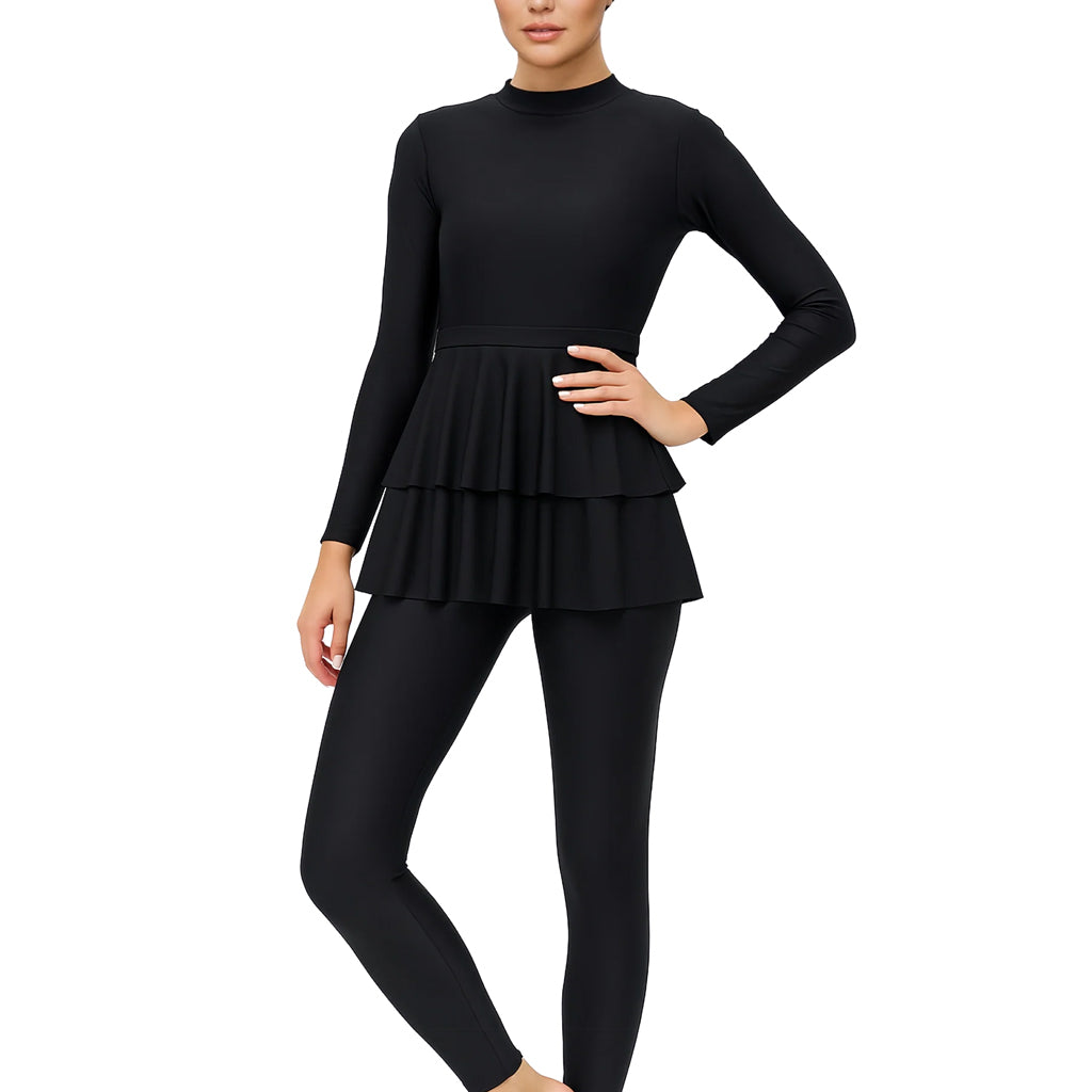 Layal 3-Piece Layered Modest Burkini – Classic Black