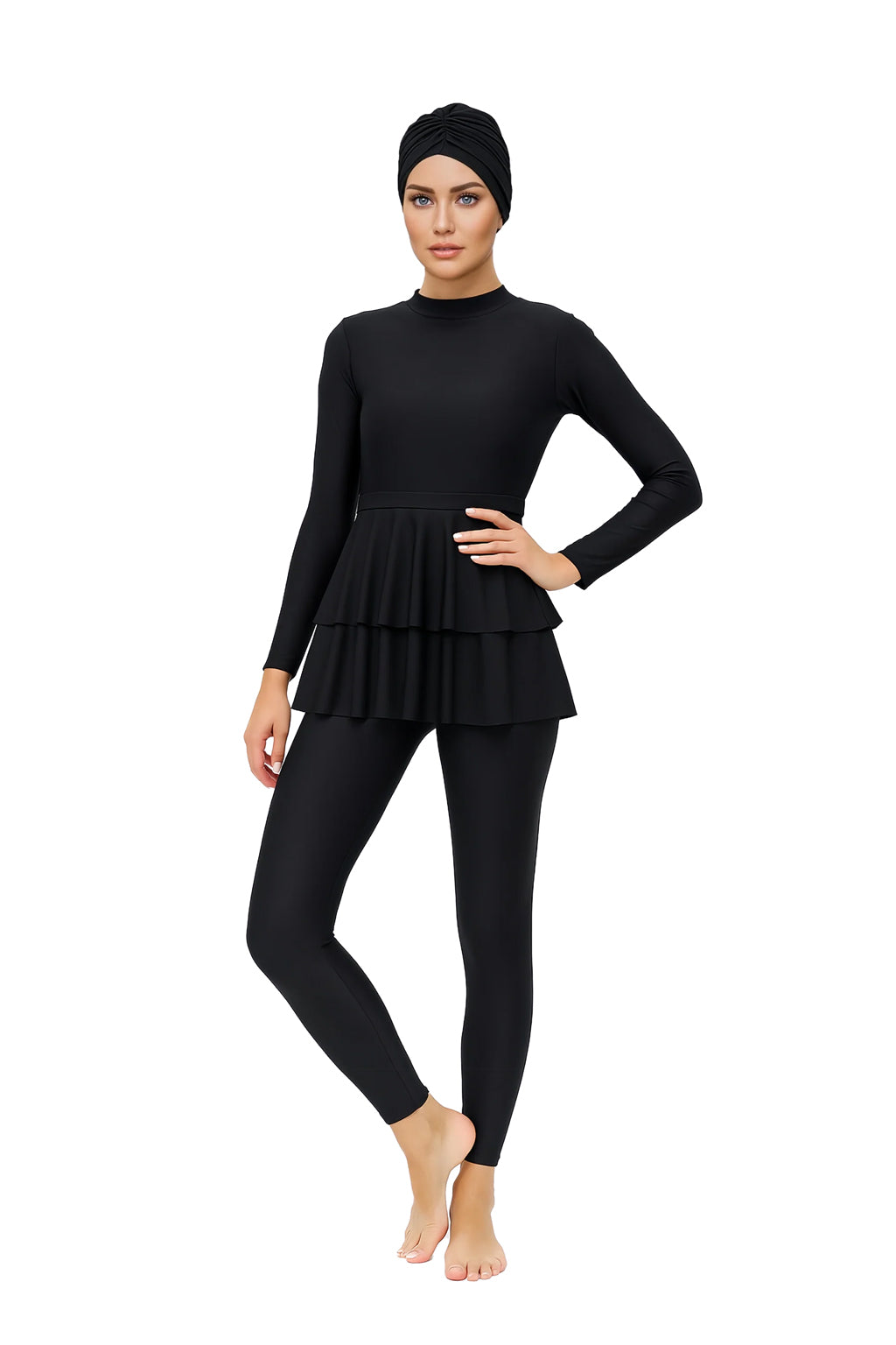 Layal 3-Piece Layered Modest Burkini – Classic Black