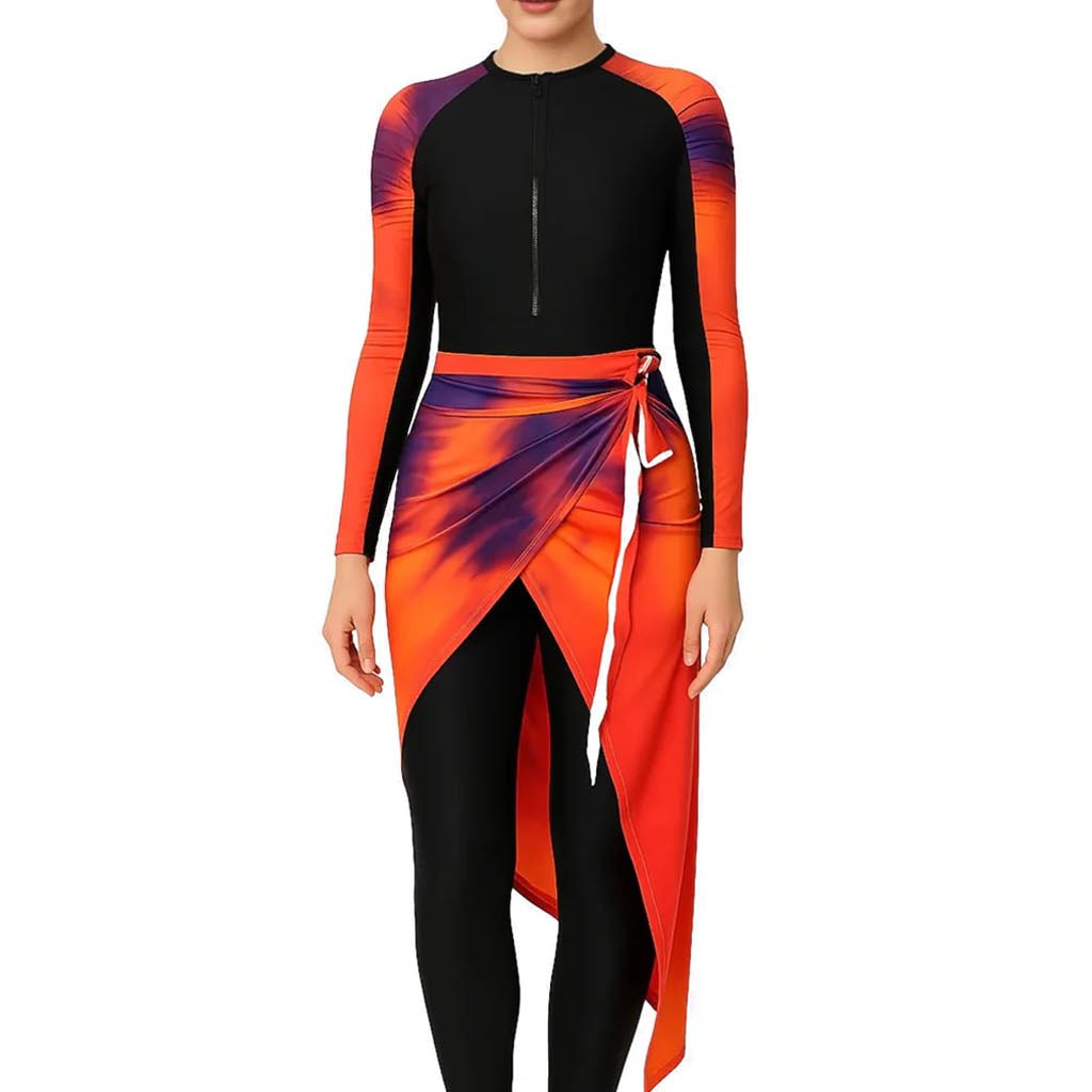 Solara Modest Burkini 3-Piece Full Coverage Swim Set - Sunrise