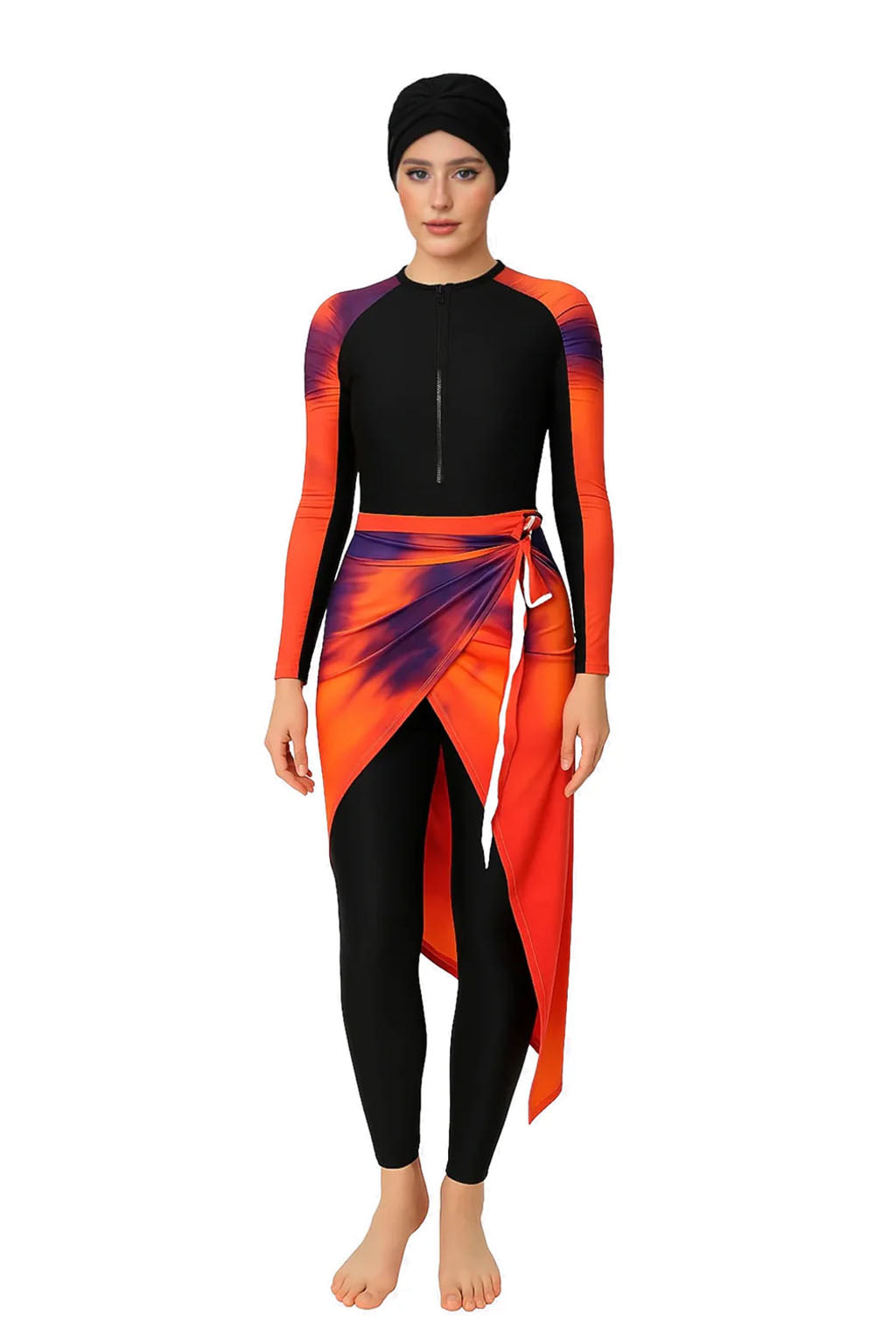 Solara Modest Burkini 3-Piece Full Coverage Swim Set - Sunrise