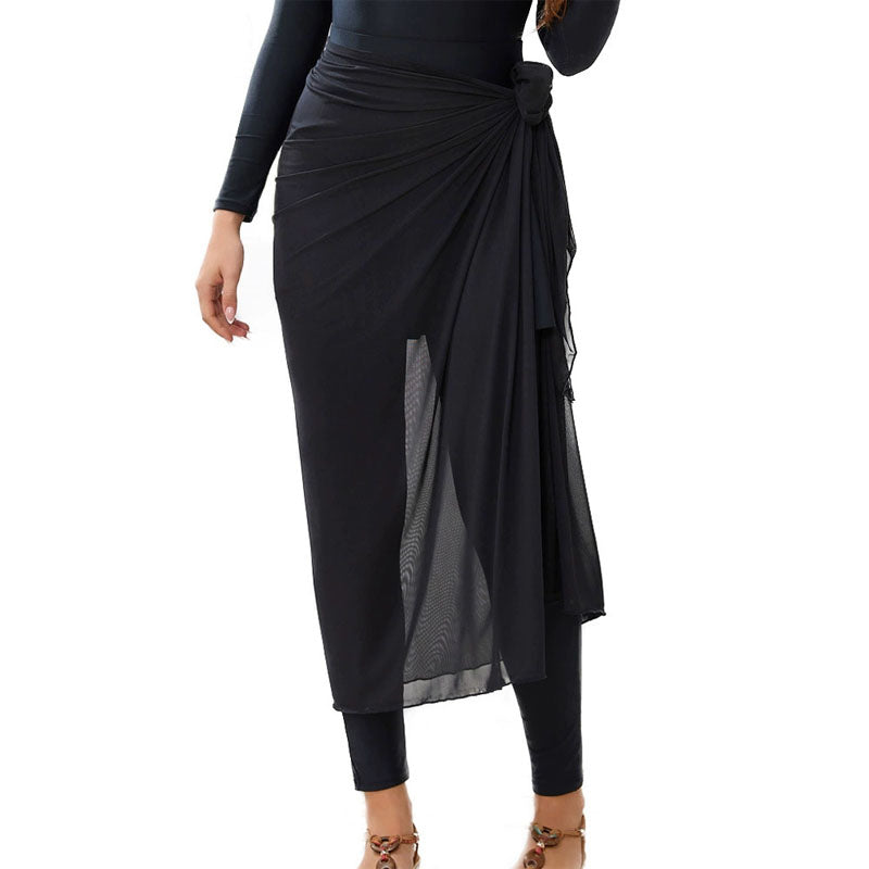 Classic Black Draped Beach Sarong Wrap- Swim Cover Up