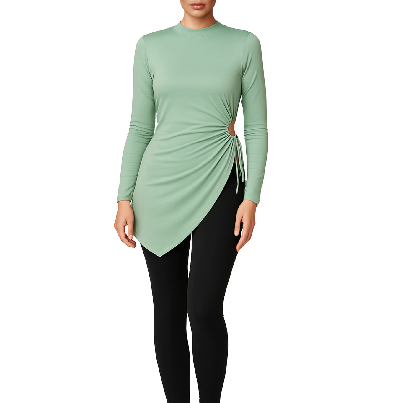 Sabah Modest Burkini 3-Piece Elegant Ruched Swim Set – Mint Green