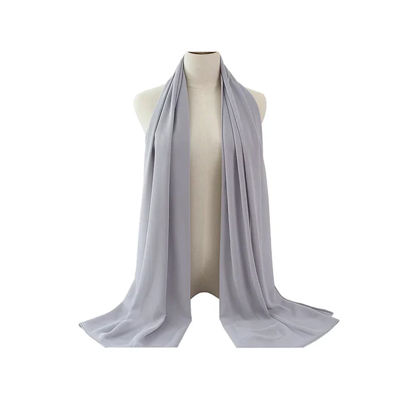 Rania Whisper Flowy Chiffon Hijab – Light Gray
