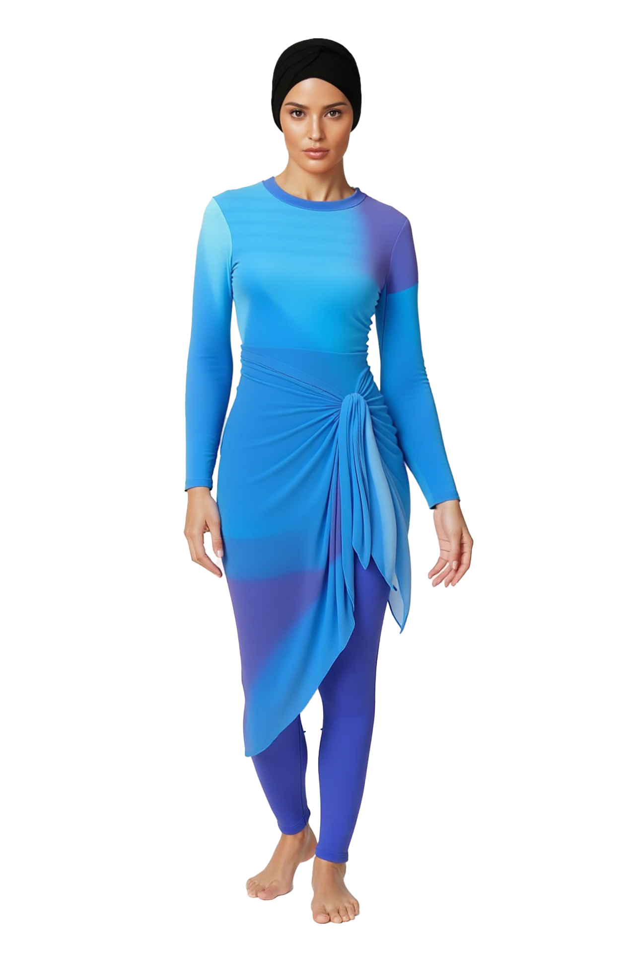 Asma Modest Burkini 3-Piece Full Coverage Swim Set - Blue