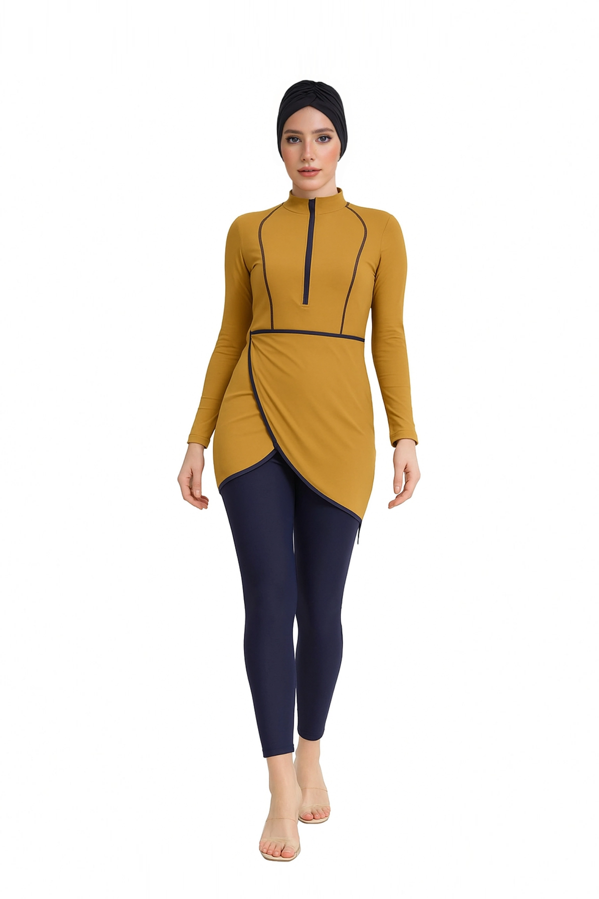 Zahra Modest Burkini 3-Piece Full Coverage Swim Set - Mustard Gold