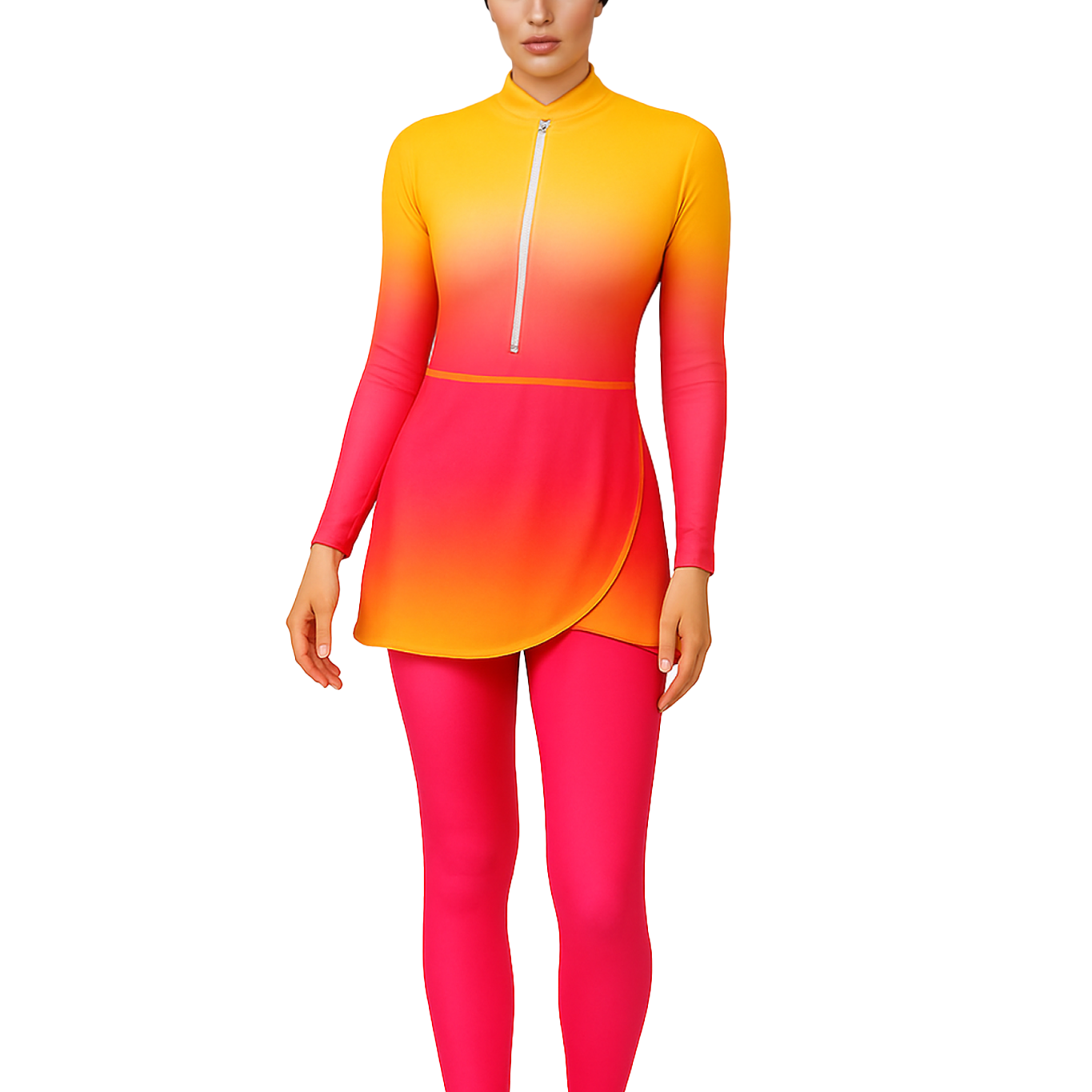Lamya Modest Burkini 3-Piece Full Coverage Swim Set - Tropical Sunset