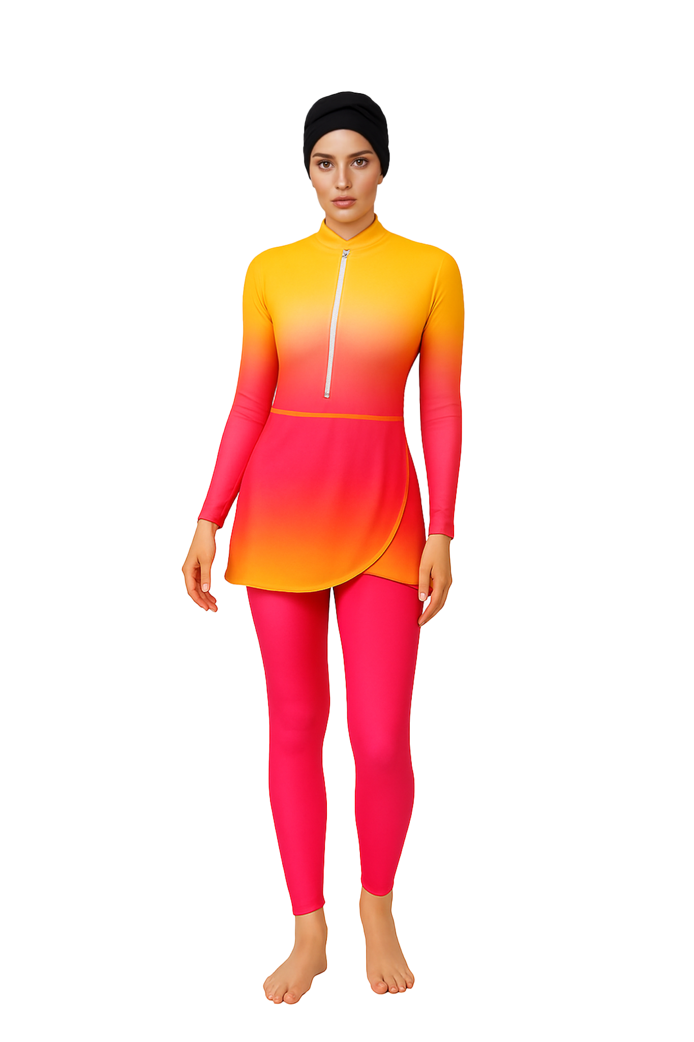 Lamya Modest Burkini 3-Piece Full Coverage Swim Set - Tropical Sunset