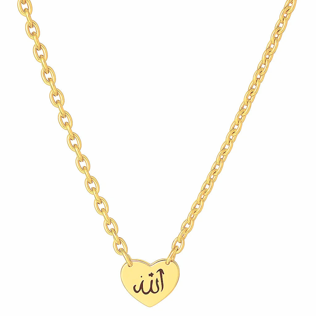Gold Heart Fatima Necklace