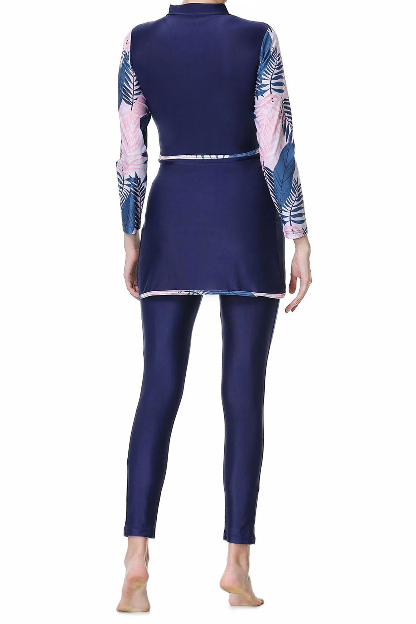 Zehra Tropical Burkini 3-Piece Swim Set – Navy blue