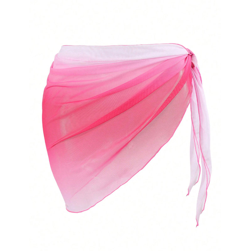 Pink Ombre Sheer Beach Sarong Wrap- Swim Cover Up