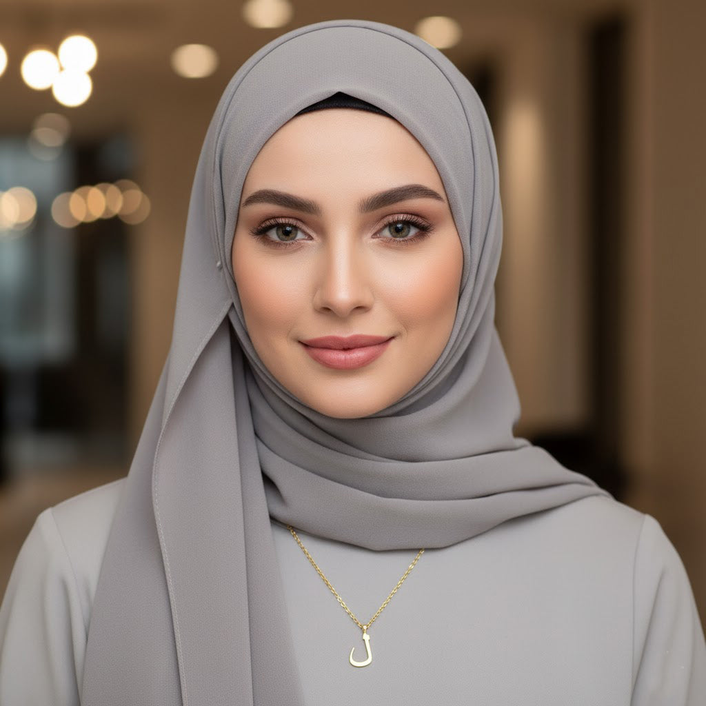 Minimalist Arabic Script Jeem Necklace