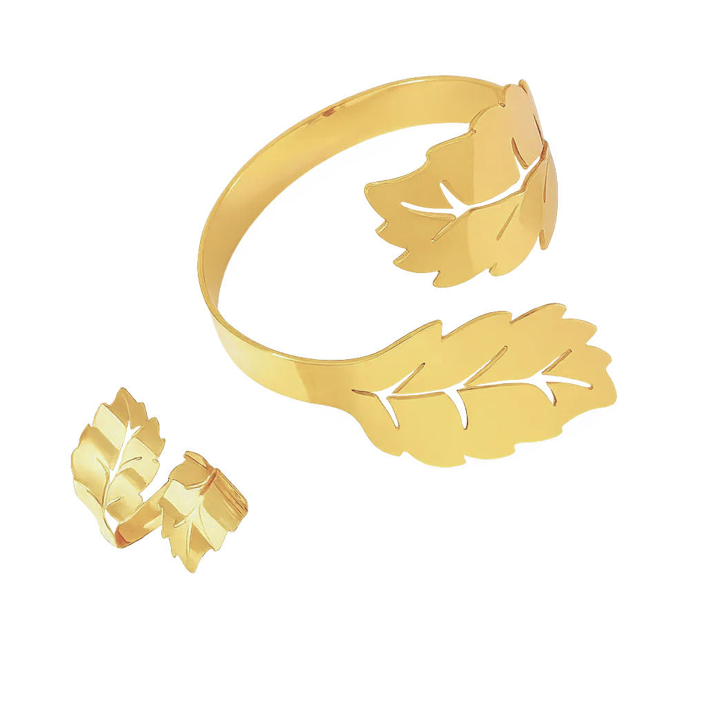 Golden Leaf Set – Cuff & Ring