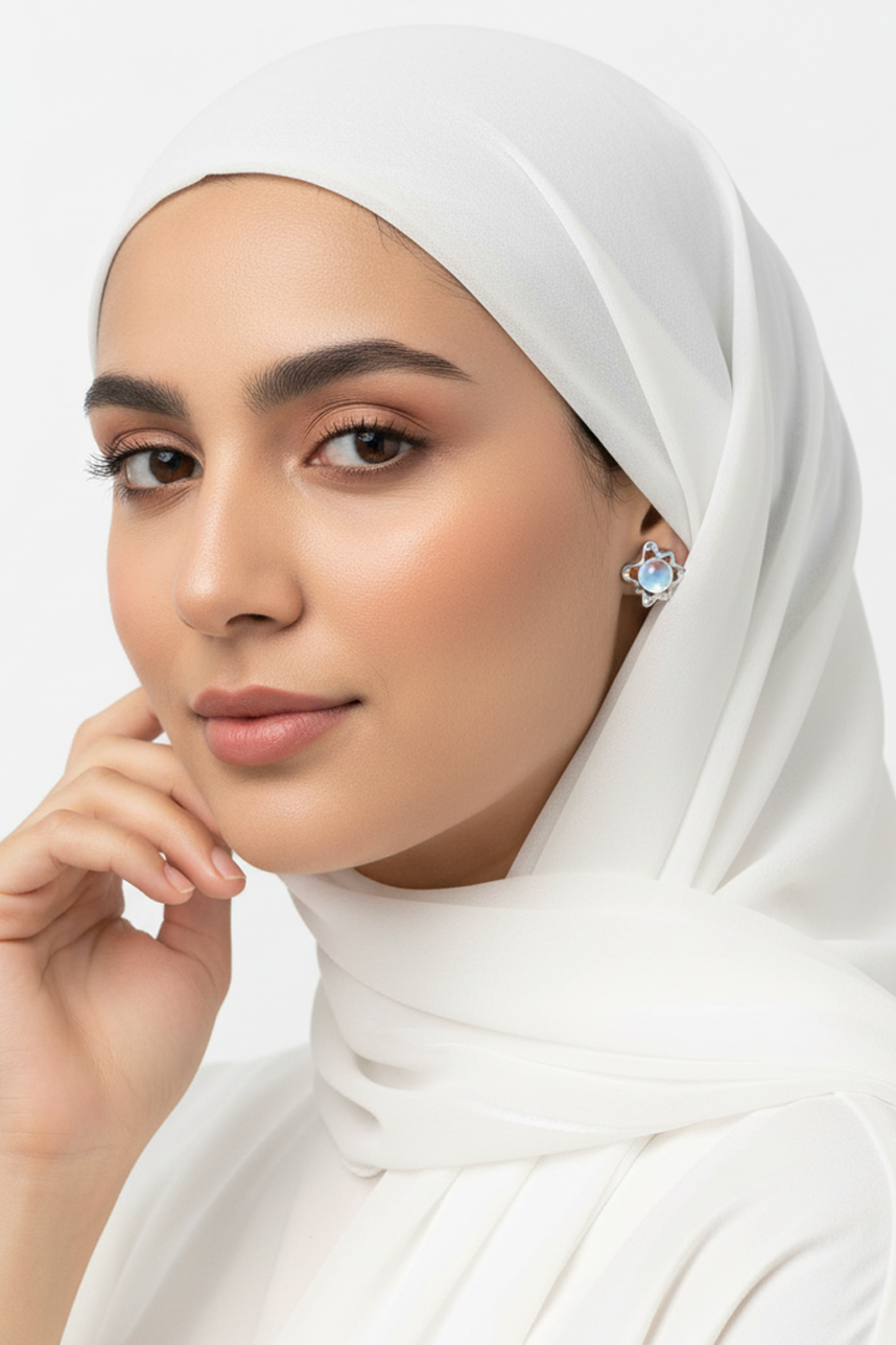 Flower Opal Silver Stud Earrings