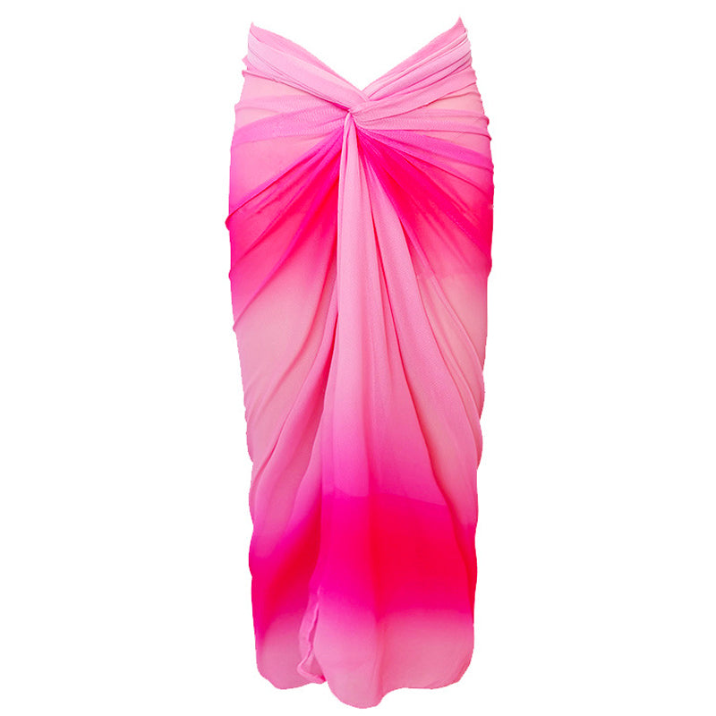 Rose Glow Ombre Beach Sarong Wrap- Swim Cover Up