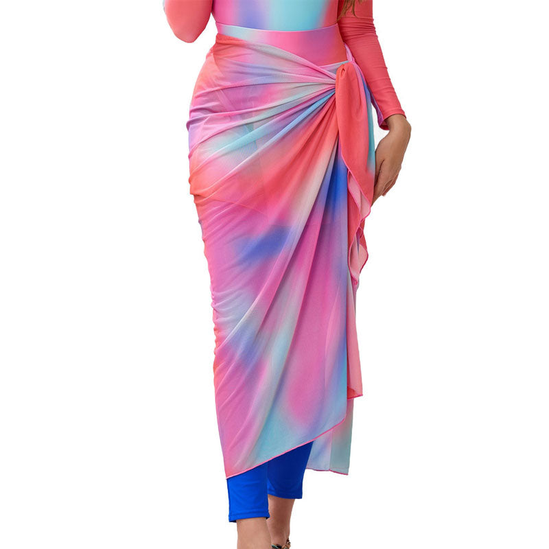 Rose Mist Watercolor Beach Sarong Wrap- Swim Cover Up