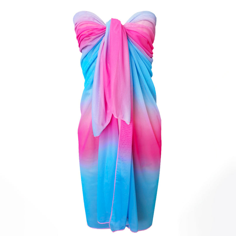 Ocean Rose Ombre Beach Sarong Wrap- Swim Cover Up