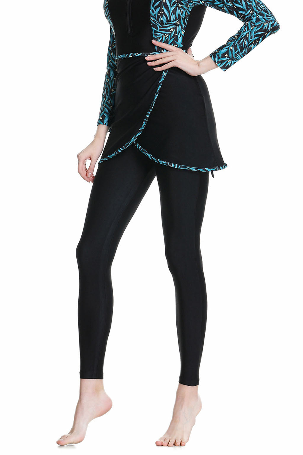 Zehra Modest Burkini 3-Piece Full Coverage Swim Set – Aqua Blue Print