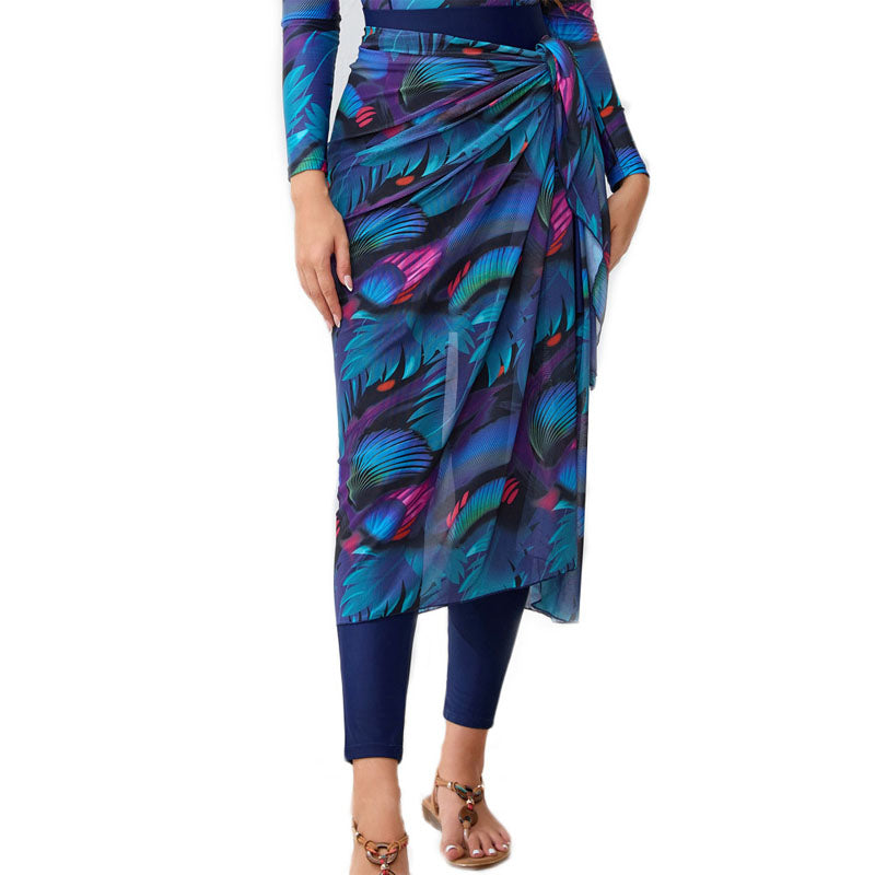 Tropical Night Leaf Beach Sarong Wrap- Swim Cover Up