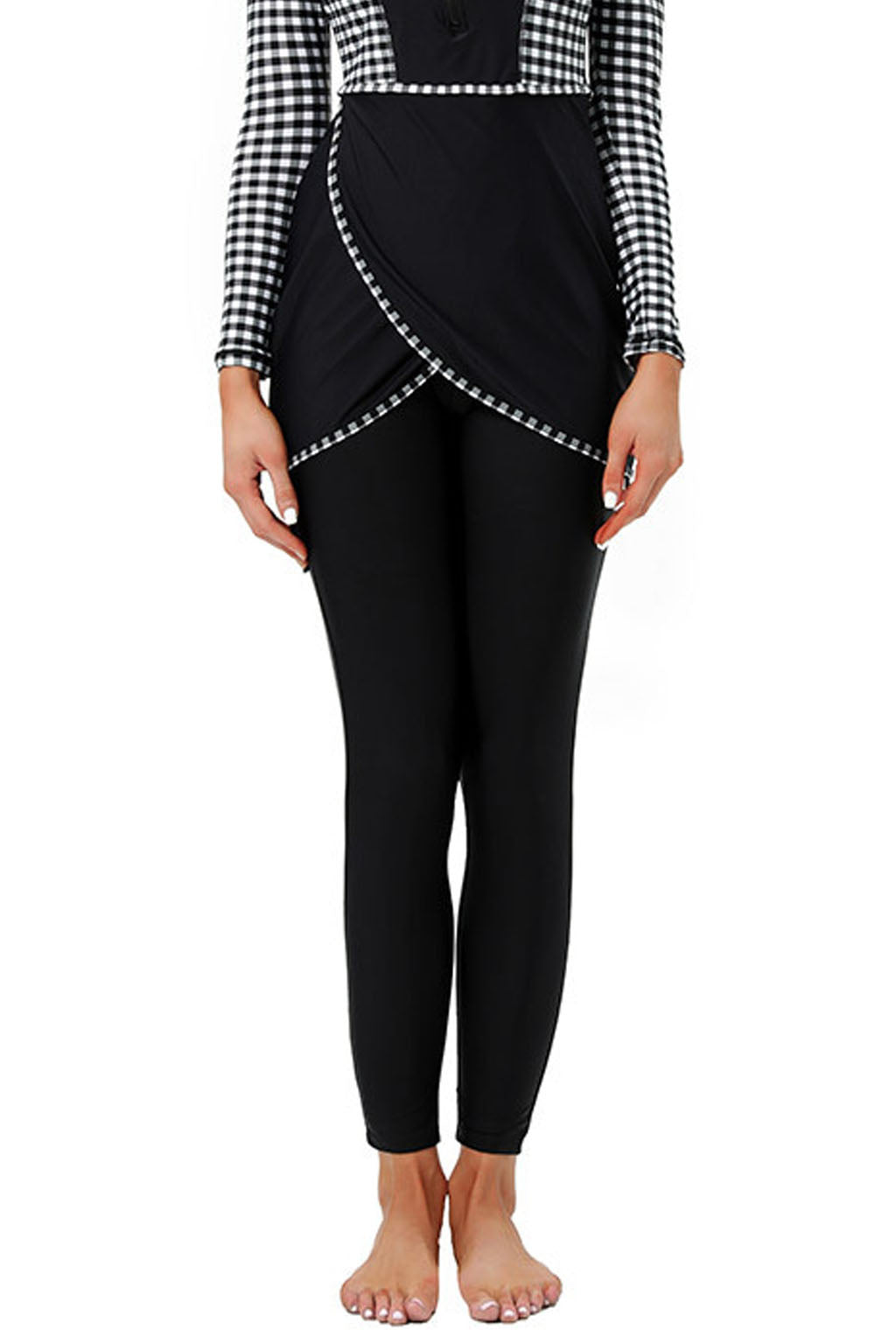 Zehra Modest Burkini 3-Piece Full Coverage Swim Set – Gingham Black