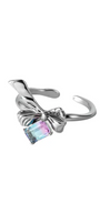 Square Crystal Silver Adjustable Ring