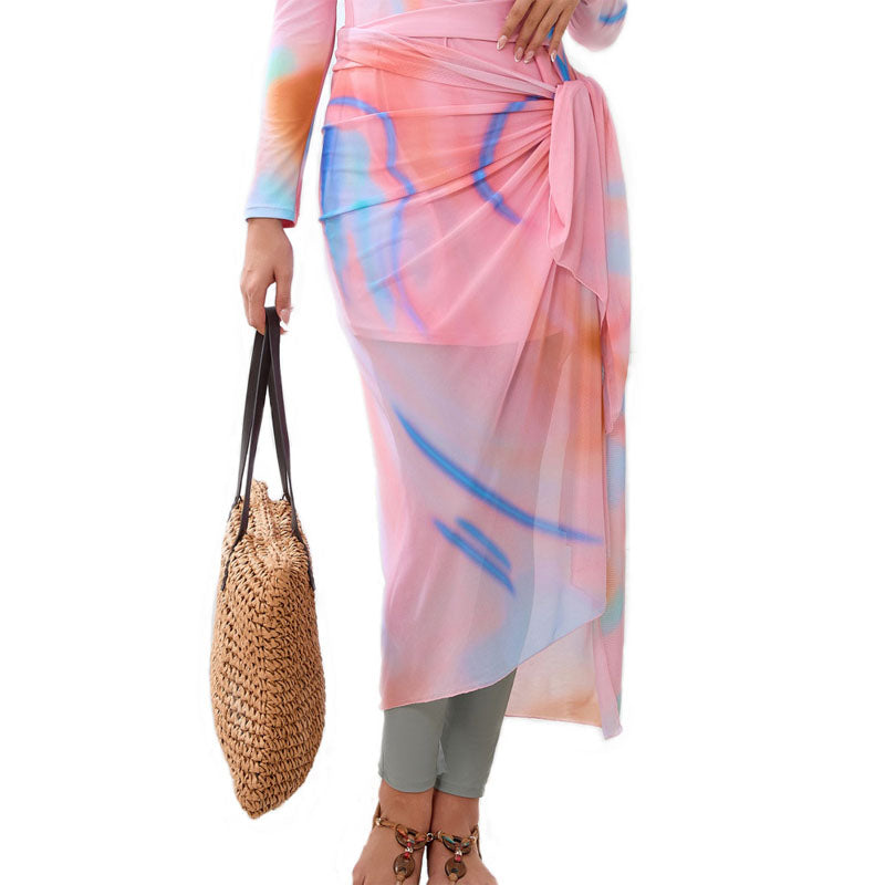 Blush Sky Ombre Beach Sarong Wrap- Swim Cover Up