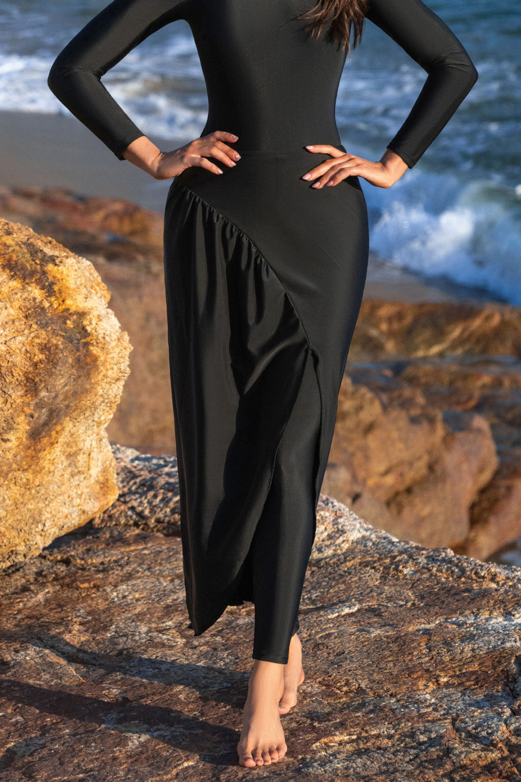 Safiya Modest Burkini 3-Piece Full Coverage Swim Set - Jet Black
