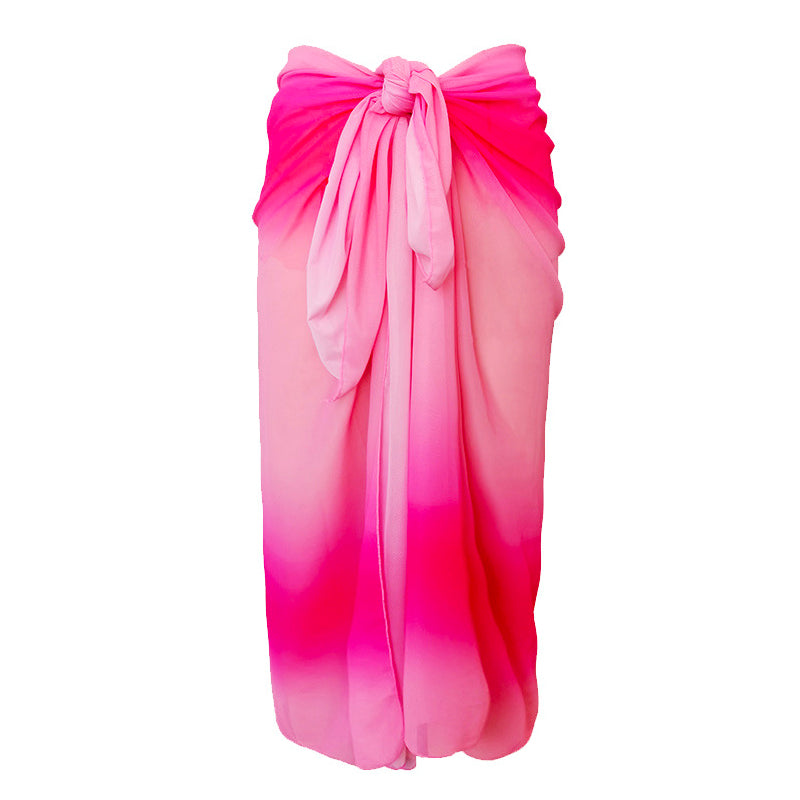 Rose Glow Ombre Beach Sarong Wrap- Swim Cover Up