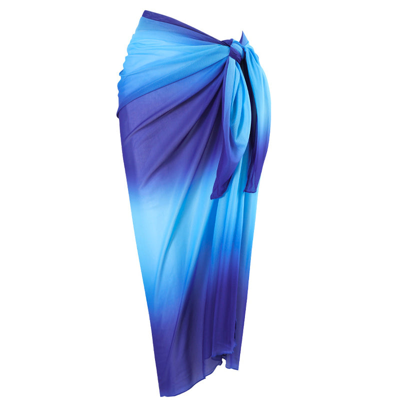 Midnight Wave Ombre Beach Sarong Wrap- Swim Cover Up