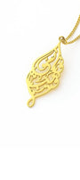 Arabic Calligraphy Leaf Pendant Necklace