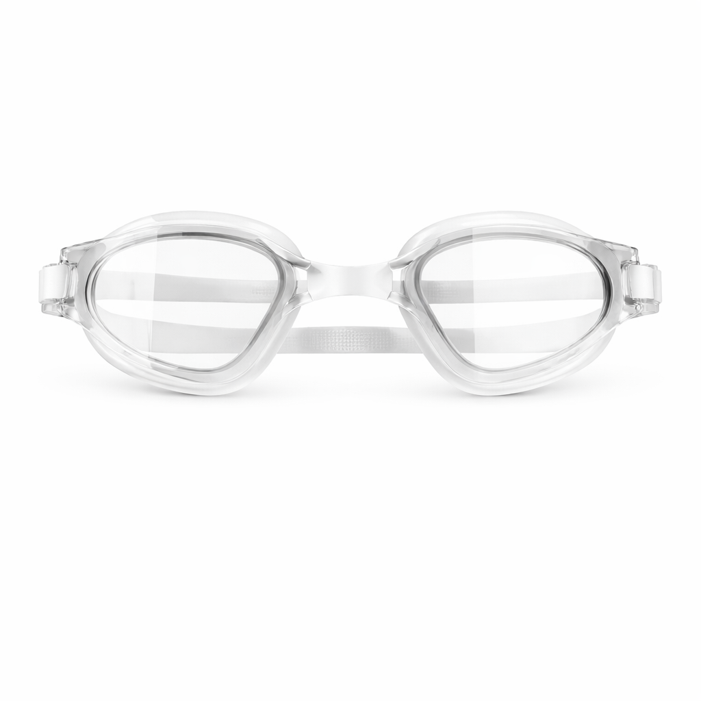 HD Lens Anti Fog Swimming Goggles 3D Fit Leakproof Adjustable With Case- White