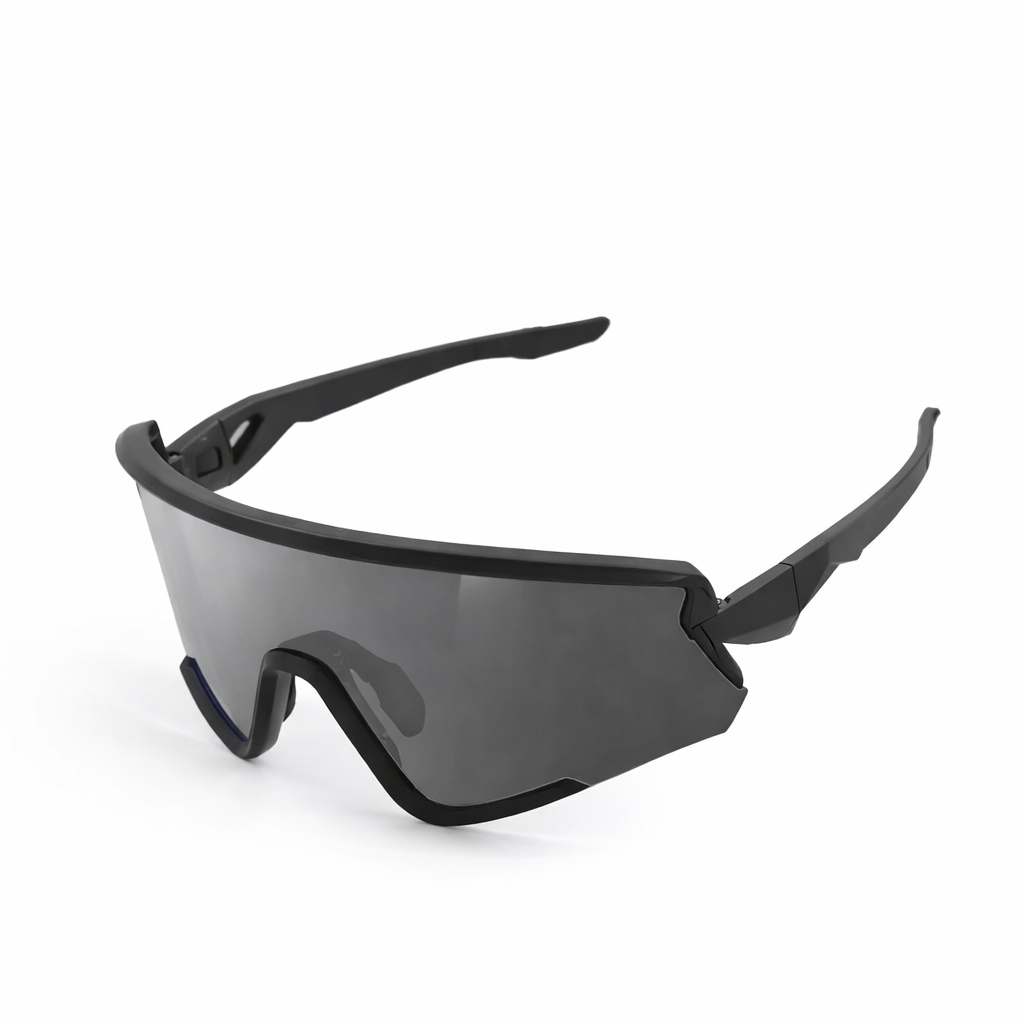 Wraparound Shield Sport Sunglasses Lens UV400 Lightweight Outdoor Eyewear -Black Frame / Smoke Lens