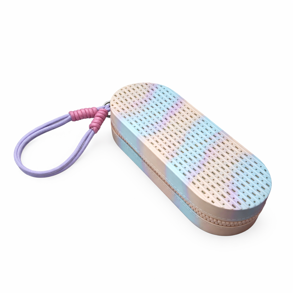 Silicone Swimming Goggles Case Portable Protective Storage Box-Pastel Blue Beige Mix
