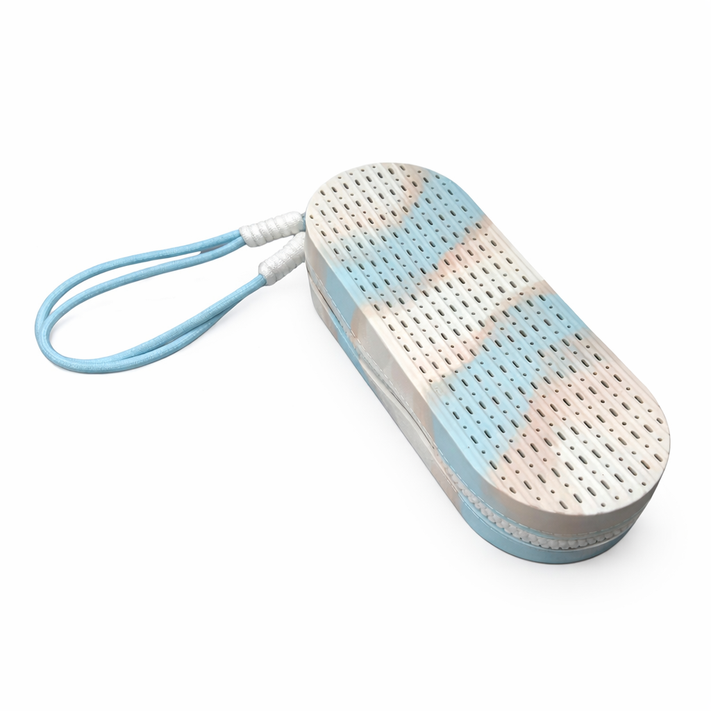 Silicone Swimming Goggles Case Portable Protective Storage Box-Blue Beige Mix