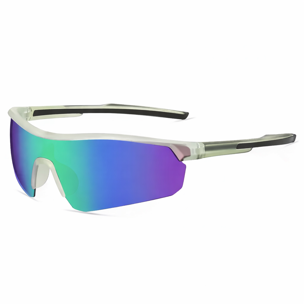 Clear＆Black Frame Kids Outdoor Sports Sunglasses UV Protection Lightweight Wraparound -Rainbow Lens