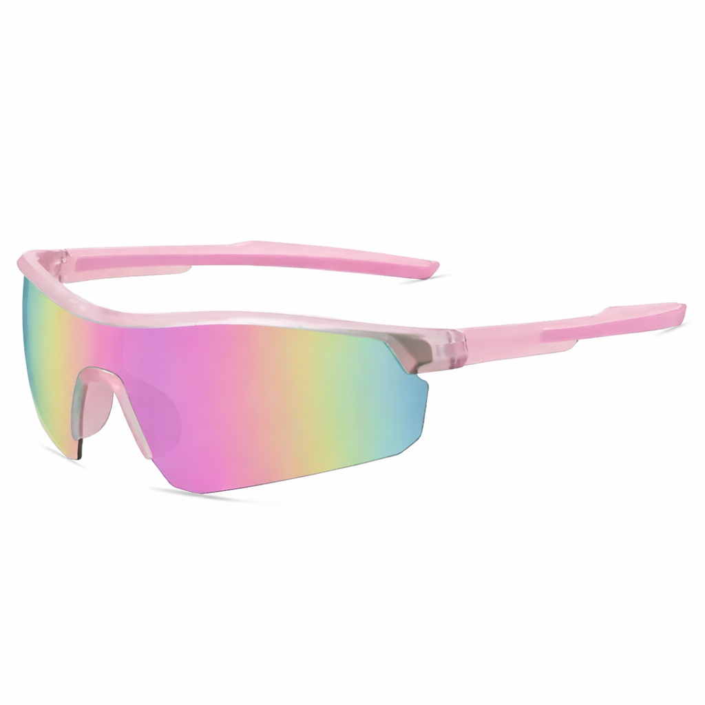 Light Pink Frame Kids Outdoor Sports Sunglasses UV Protection Lightweight Wraparound -Color  Lens