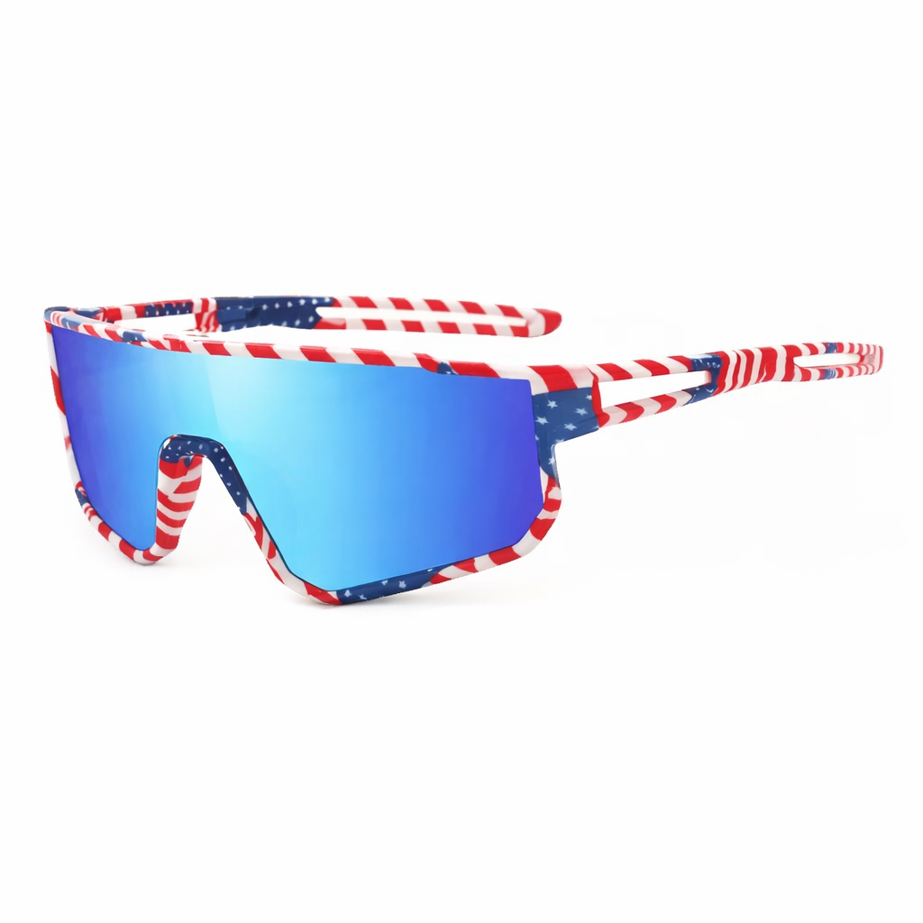 USA Flag Frame Kids Outdoor Sports Sunglasses UV Protection- Blue Lens