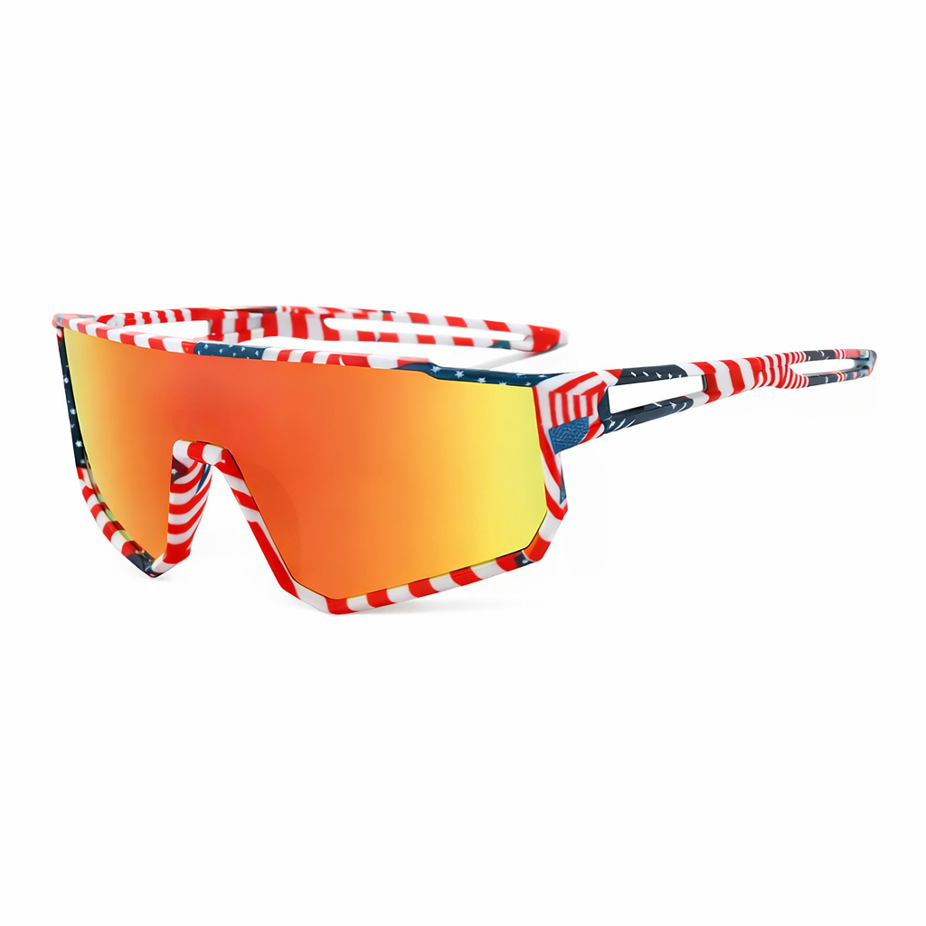USA Flag Frame Kids Outdoor Sports Sunglasses UV Protection-Orange Lens