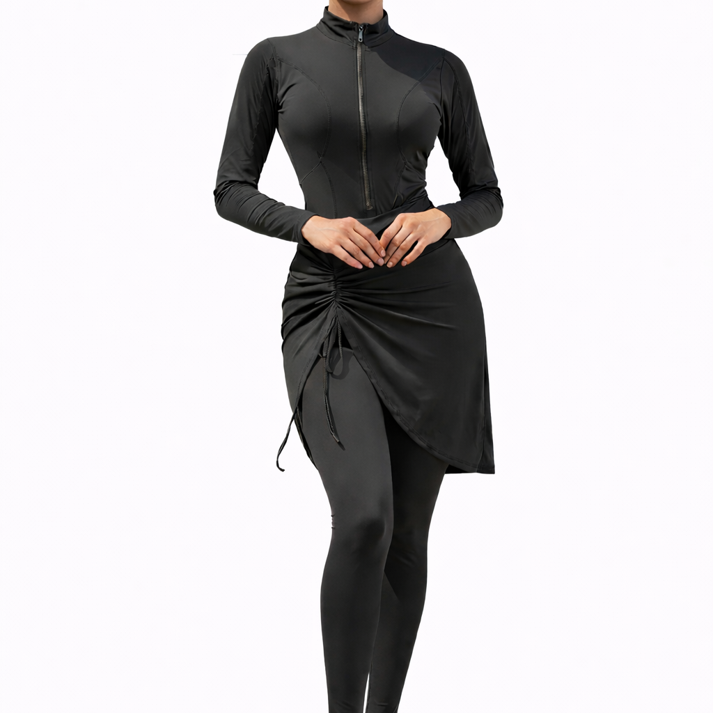 Inaya Modest Burkini 3-Piece Full Coverage Swim Set-Black