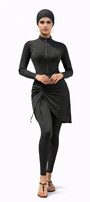 Inaya Modest Burkini 3-Piece Full Coverage Swim Set-Black
