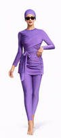 Fairuz Modest Burkini 3-Piece Full Coverage Swim Set-Purple