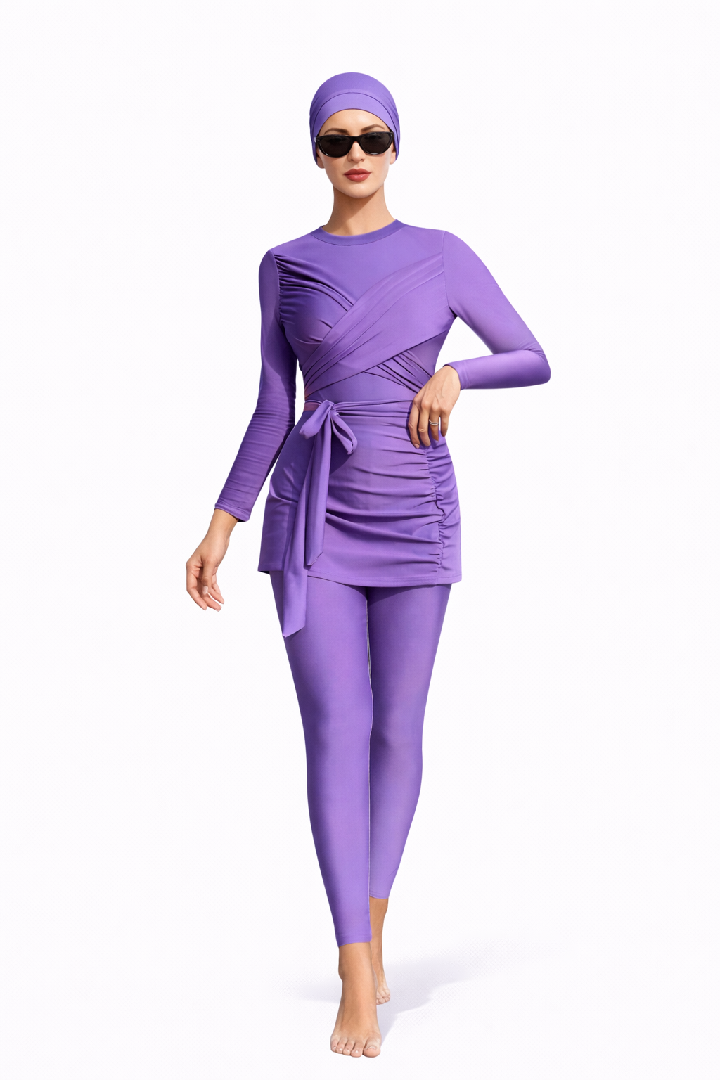 Fairuz Modest Burkini 3-Piece Full Coverage Swim Set-Purple