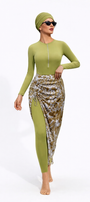 Razan Modest Burkini 3-Piece Full Coverage Swim Set-Olive Green