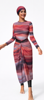 Kenza Modest Burkini 3-Piece Full Coverage Swim Set-Sunset Gradient