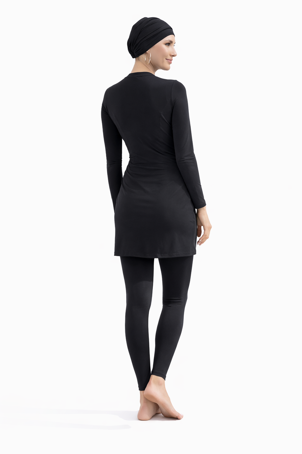 Aisha Modest Burkini 3-Piece Full Coverage Swim Set - Black