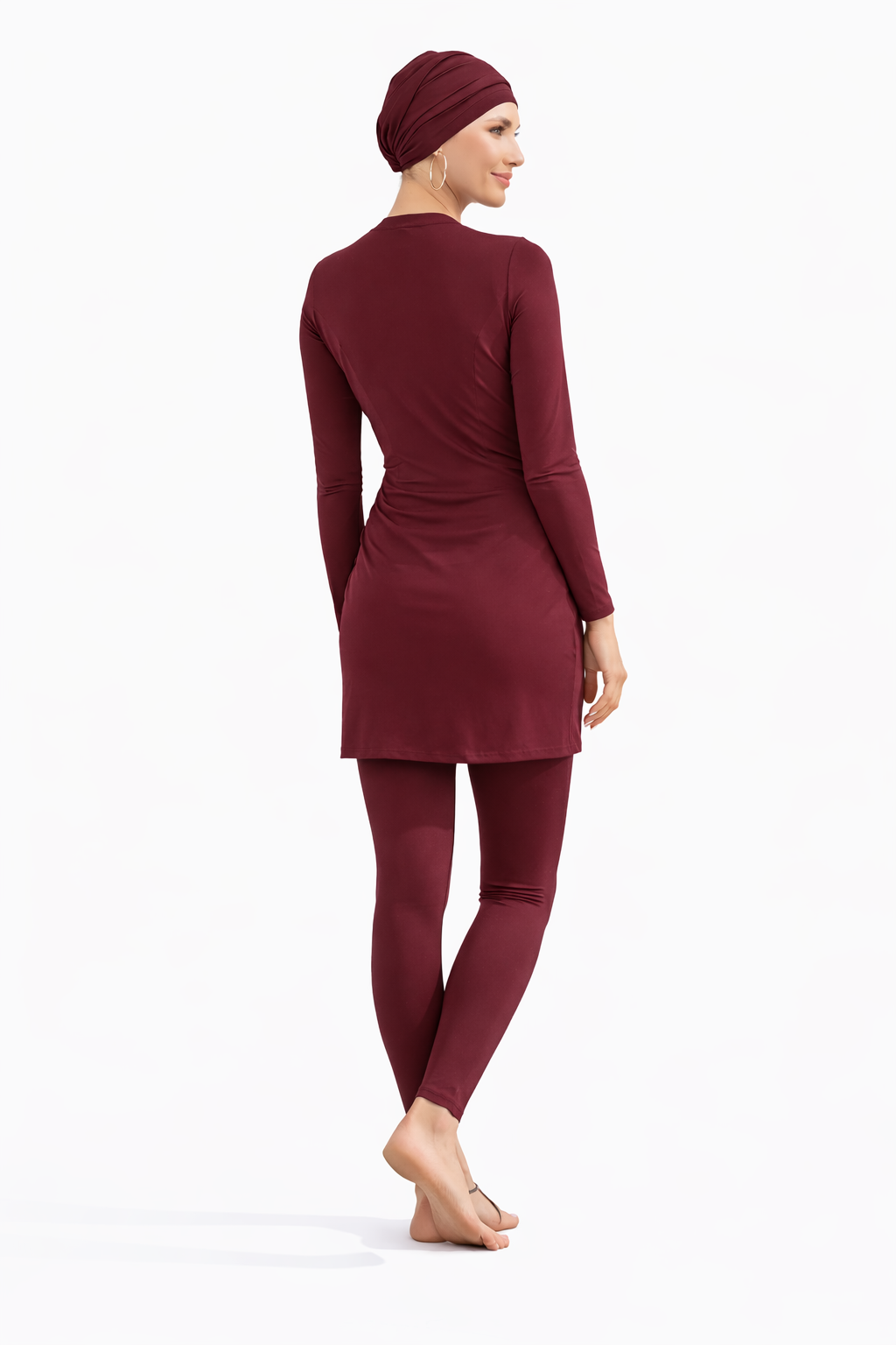 Aisha Modest Burkini 3-Piece Full Coverage Swim Set - Burgundy