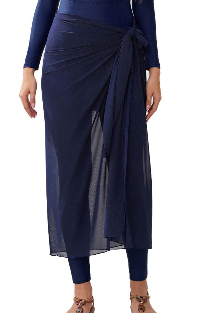 Asma Elegant Modest Burkini 3-Piece Full Coverage Swim Set - Deep Navy