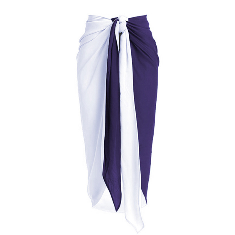 Purple & White Two-Tone  Beach Sarong Wrap- Swim Cover Up