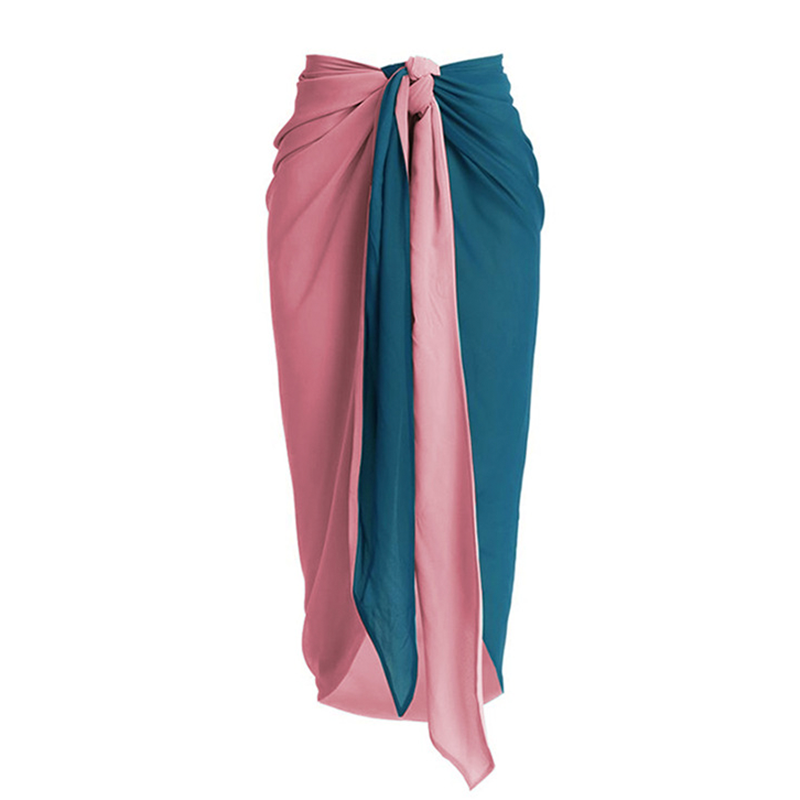 Teal & Pink Two-Tone  Beach Sarong Wrap- Swim Cover Up