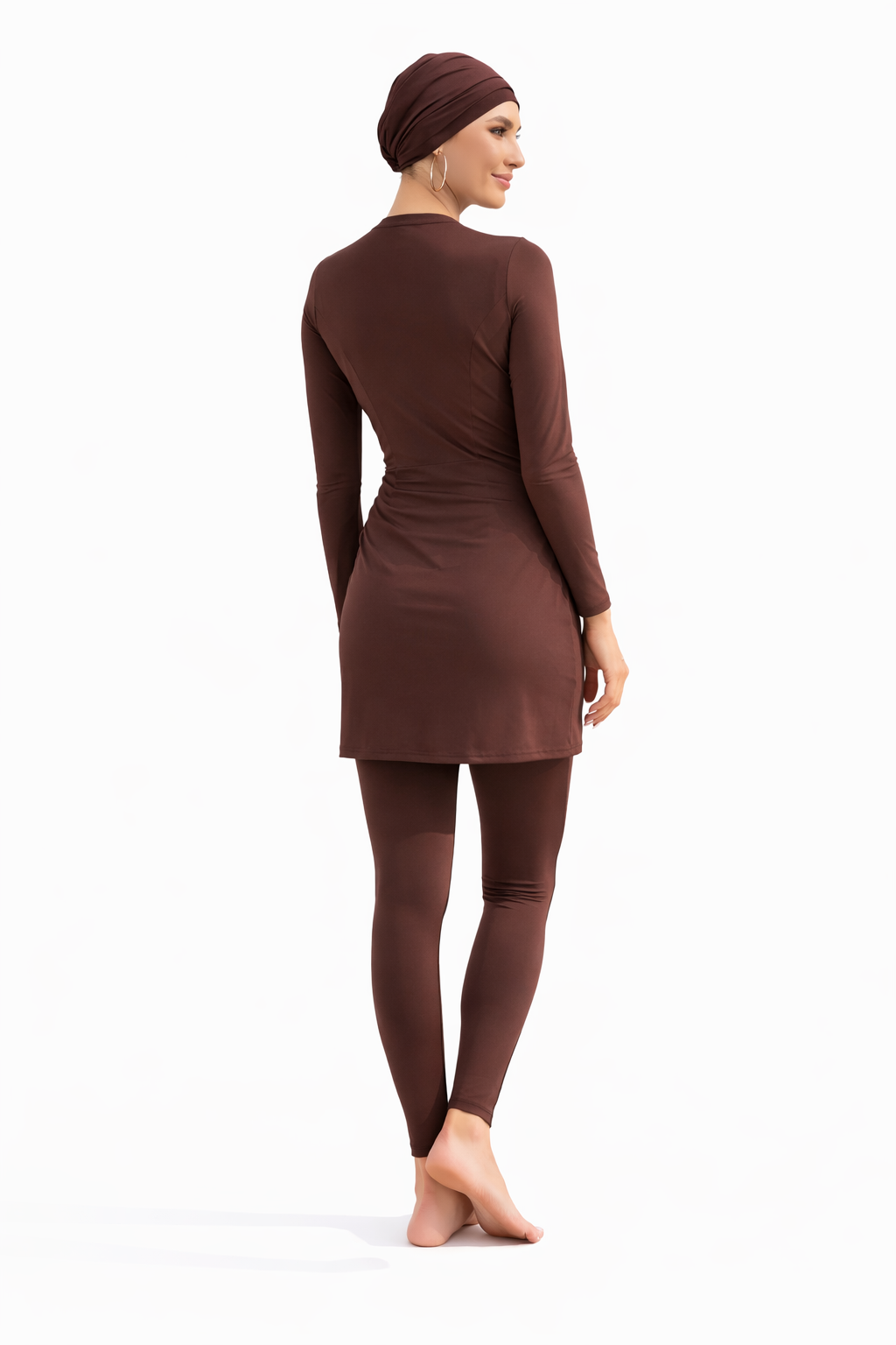 Aisha Modest Burkini 3-Piece Full Coverage Swim Set - Chocolate Brown